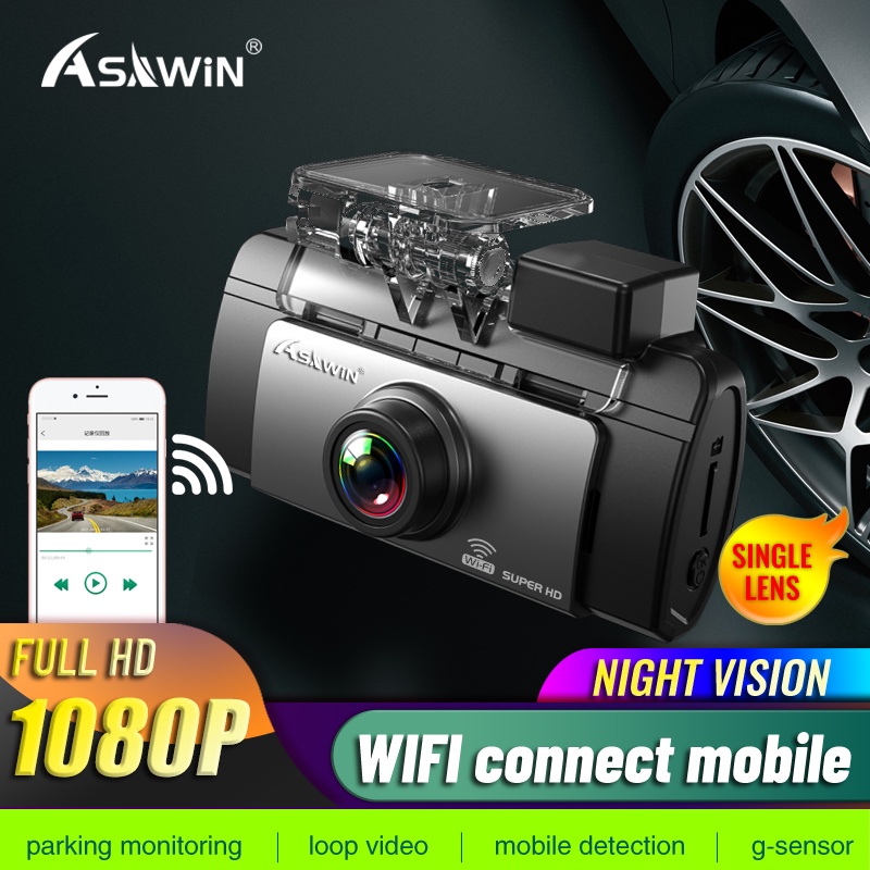 Camera hành trình ASAWIN K200 WiFi 1080P FHD với APP IPS tầm nhìn siêu ban đêm ghi hình khi lái xe