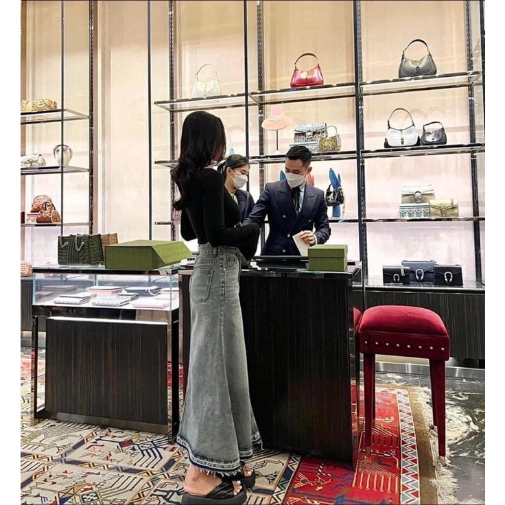 CHÂN VÁY BÒ ĐANG DÀI ❤️ HÀNG QC LOẠI 1