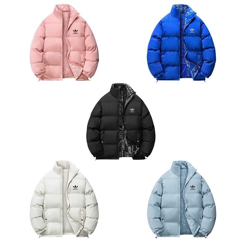 Áo Khoác Phao Dày Hai Mặt Cổ Đứng Thời Trang Nam Nữ Adidas100