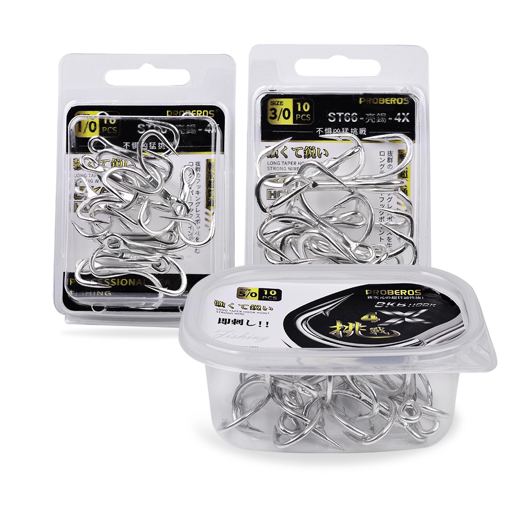 10 Móc Câu Cá Cỡ Lớn 4X # 4#-5/0# Móc Câu Cá Ba Lưỡi Bằng Thép Carbon Siêu Lớn Màu Sắc Tươi Sáng