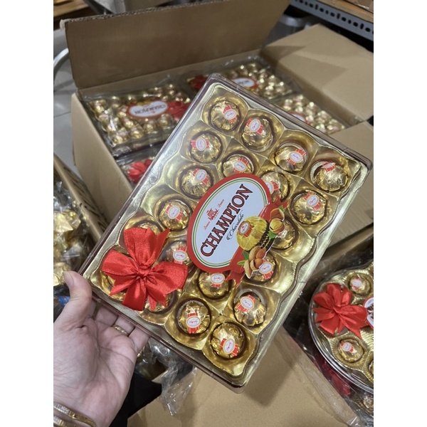 HỘP SOCOLA VIÊN CHAMPION 300gr- Gói quà Tết siêu đẹp