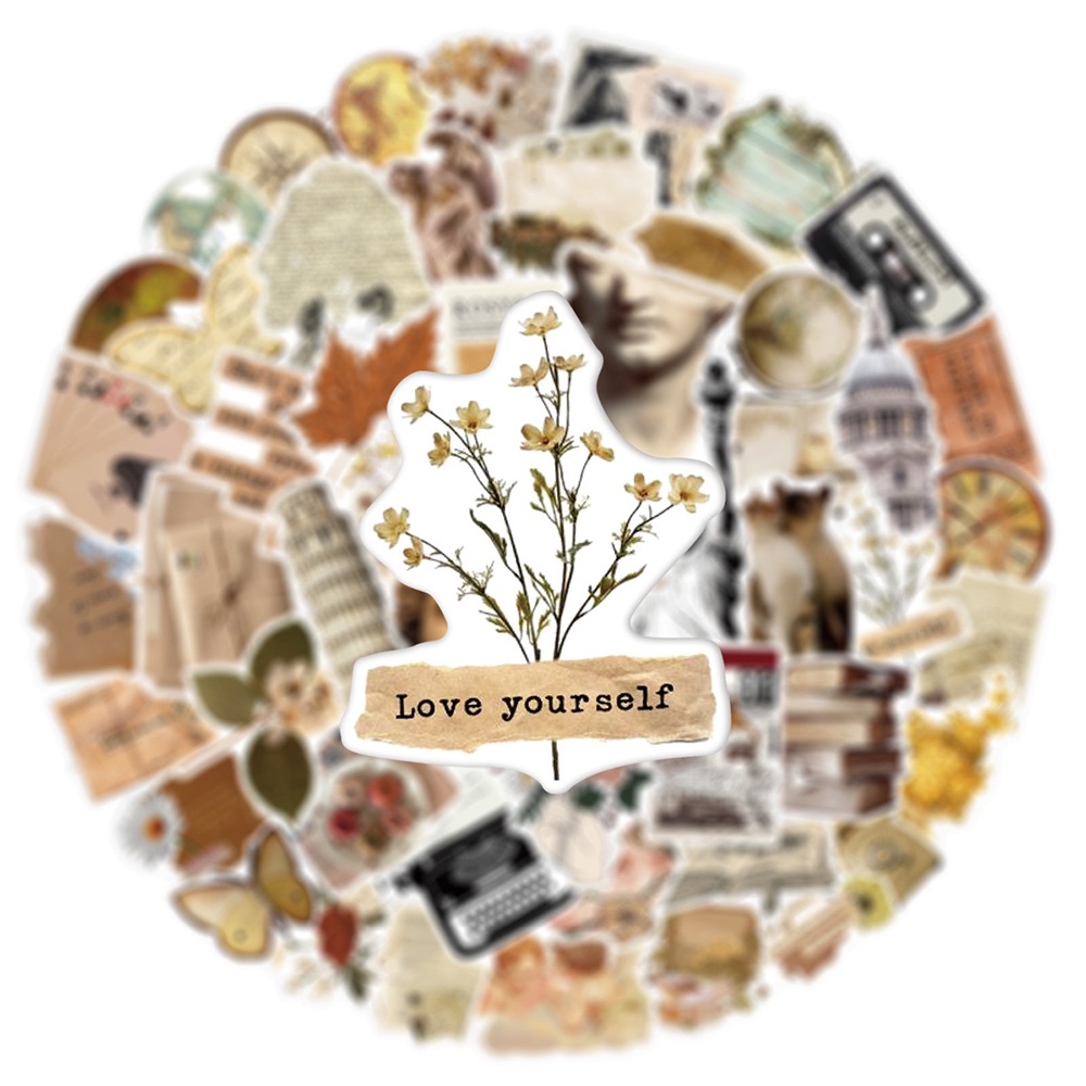 Combo 50 Sticker RETRO CHÂU ÂU THẦN THOẠI hình dán chống nước dán mũ bảo hiểm, laptop, vali, điện thoại