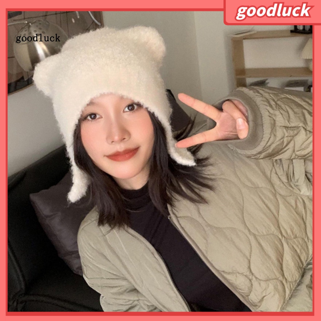 Chúc may mắn| Mũ Len Dệt Kim Màu Trơn Có Thể Gập Lại Cho Nữ