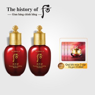 Cặp Nước hoa hồng và Sữa dưỡng Whoo đỏ Essential Revitalizing 20mlx2 - Nước hoa hồng Whoo đỏ; Sữa dưỡng chống nhăn Whoo