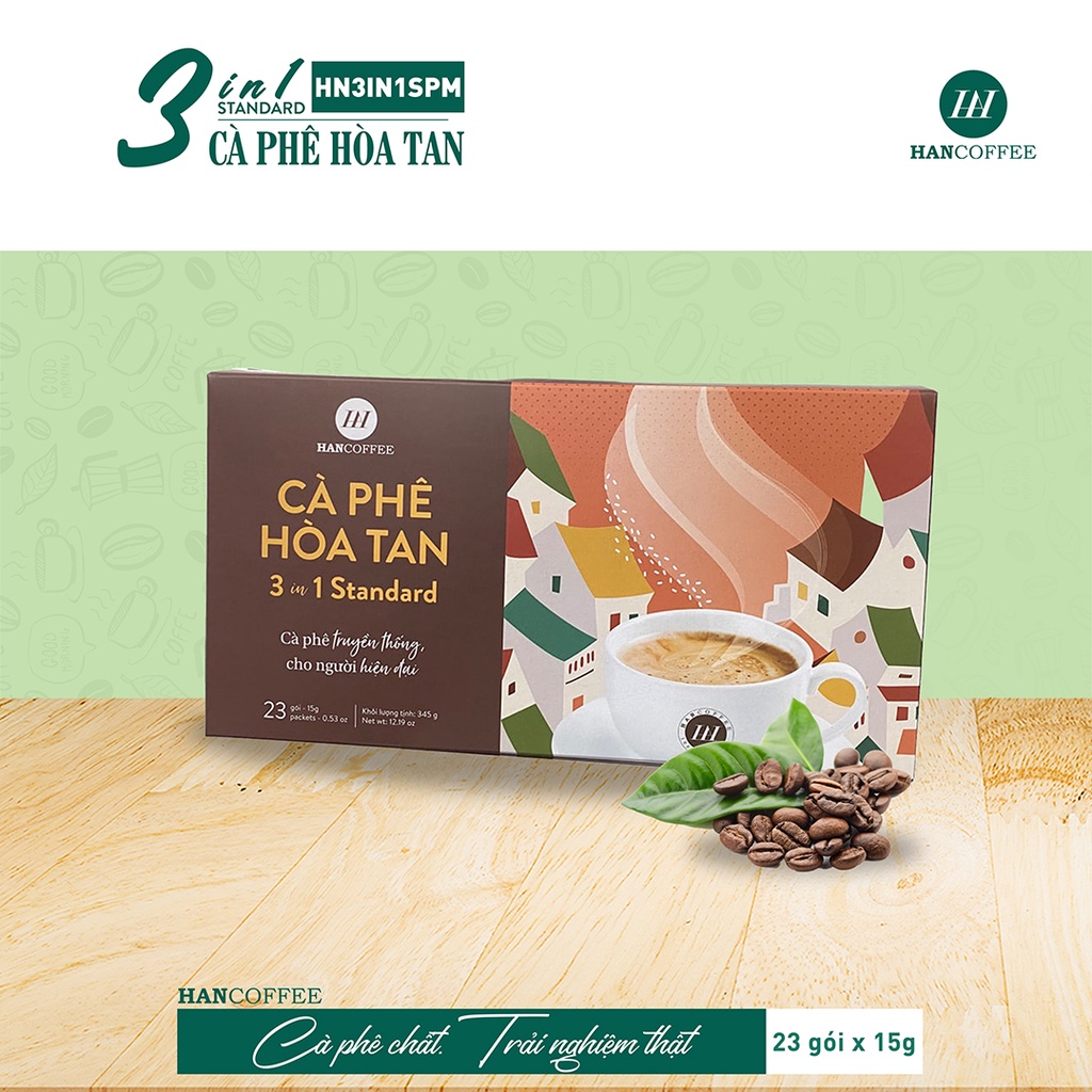 Cà Phê Sữa Hòa Tan HANCOFFEE 3IN1 Standard sấy phun đậm vị Cafe, hương hạt dẻ, caramel - HN3IN1SPM