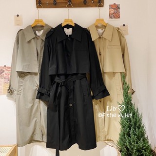 Áo khoác măng tô đai eo phong cách ulzzang Hàn quốc