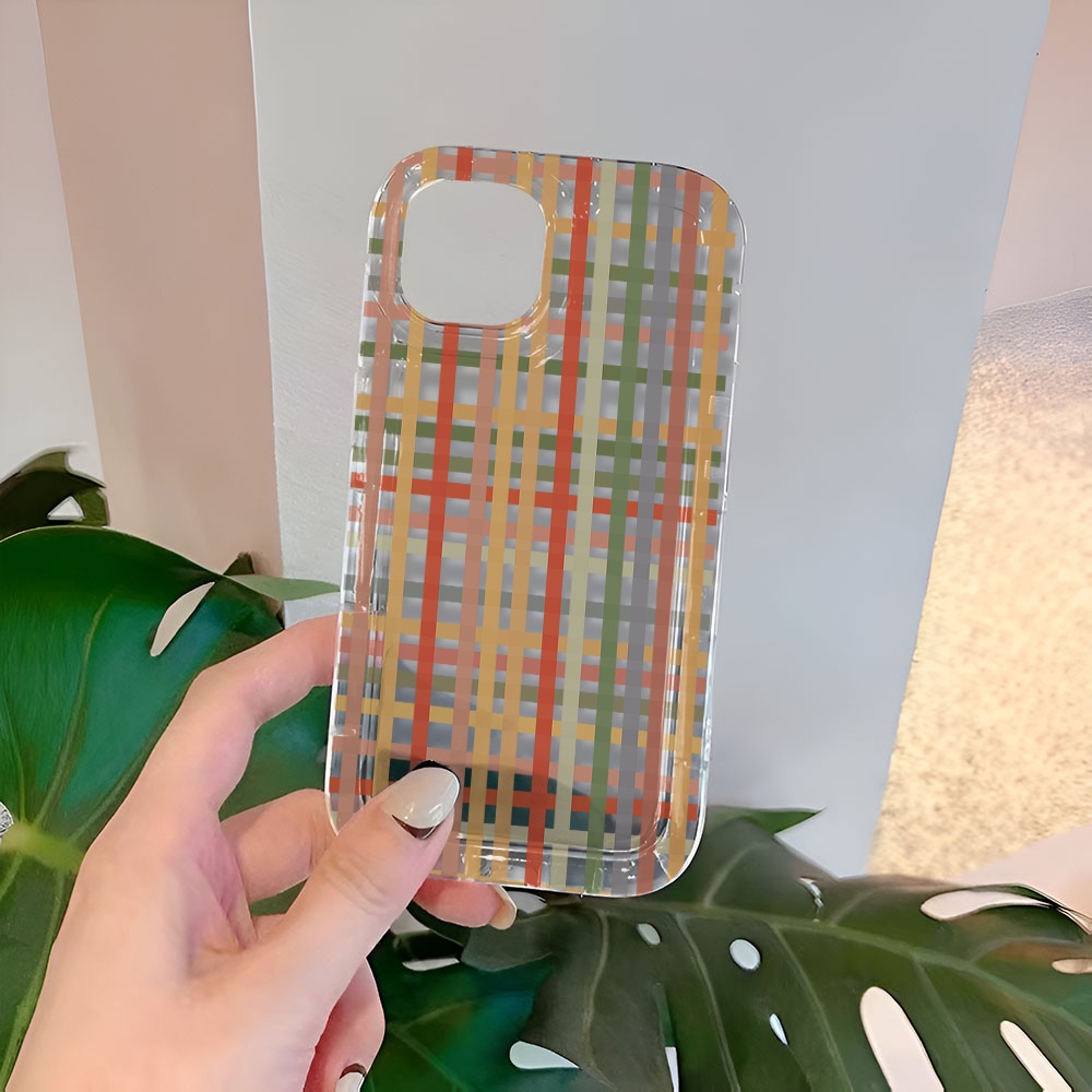Ốp Điện Thoại Trong Suốt Có Túi Khí In Họa Tiết Lưới Thời Trang Cho iphone 14promax 11 13 12 7Plus X XS Max