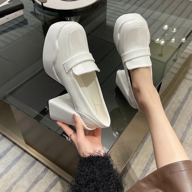 Giày Cao Gót Đế Dày Mũi Tròn Màu Trơn Thời Trang