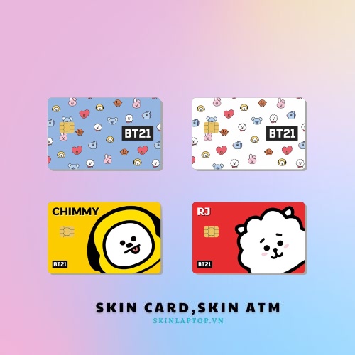 Miếng Dán Thẻ Card BT21 | SKIN ATM, Thẻ Xe, Thẻ Từ, Thẻ Chung Cư Trang Trí - Chất Liệu Decal Vinyl Chống Nước