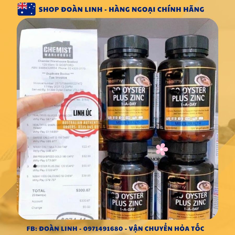 Tinh chất hàu GO Oyster Plus Zinc , Hàng úc đi air, Tinh Chất Hàu úc Go Healthy Go Oyster Plus Zinc , Date xa