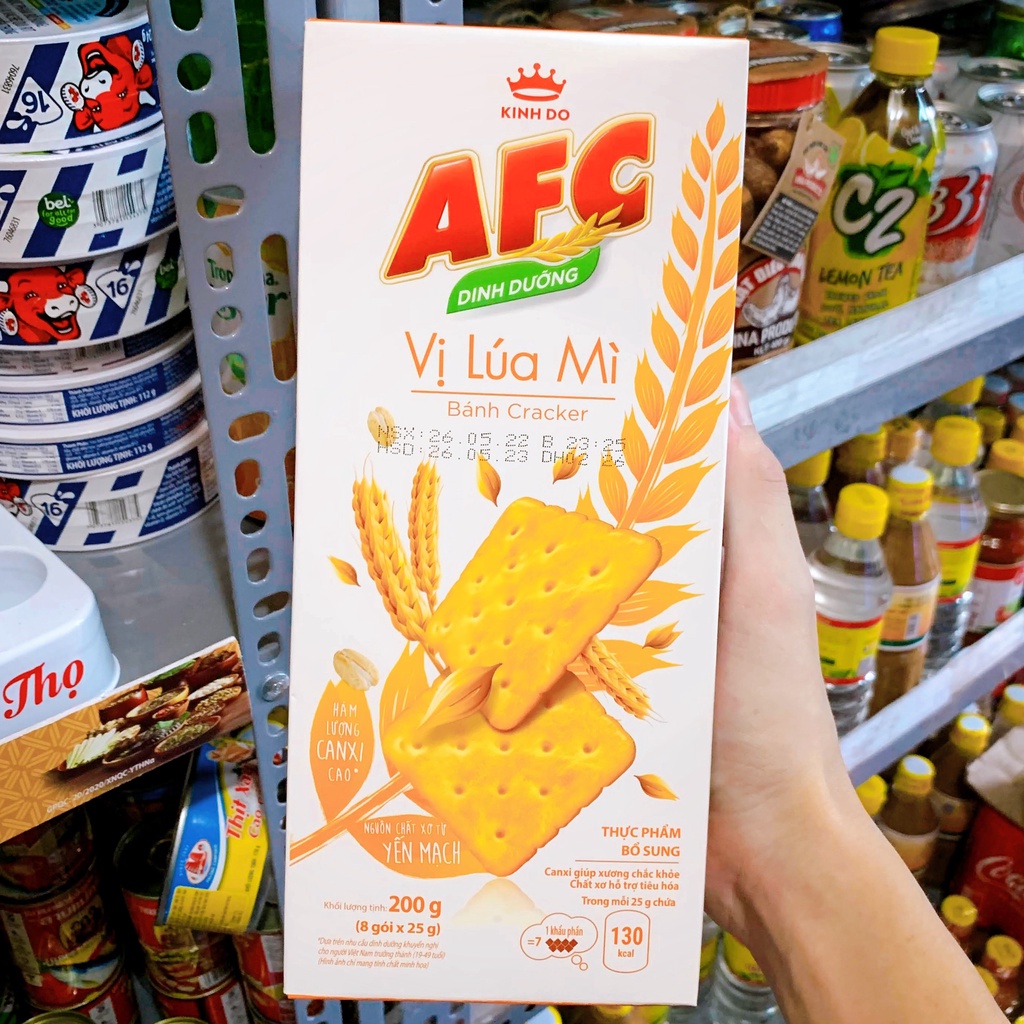 Bánh Quy AFC Mặn Vị Rau/ Lúa Mì/ Bò Bít Tết Hộp 193,8g , Bánh Cracker Mặn Kinh Đô