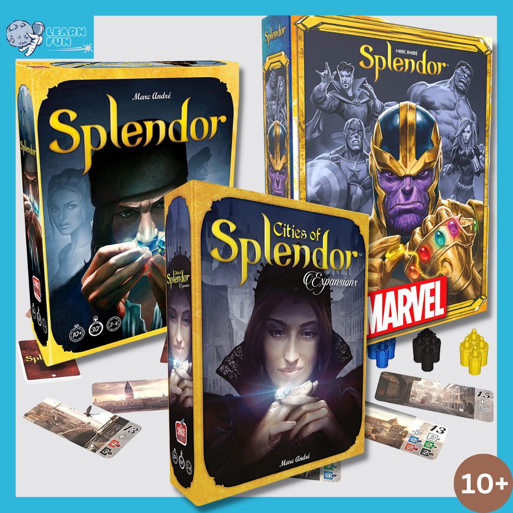 BỘ TRÒ CHƠI BOARDGAME SPLENDOR, Cities Of Splendor Mở Rộng và Splendor MARVEL Bản cao cấp CHIP NHỰA