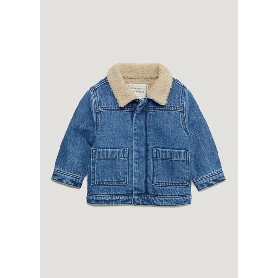 Áo khoác jeans xanh lót lông cho bé