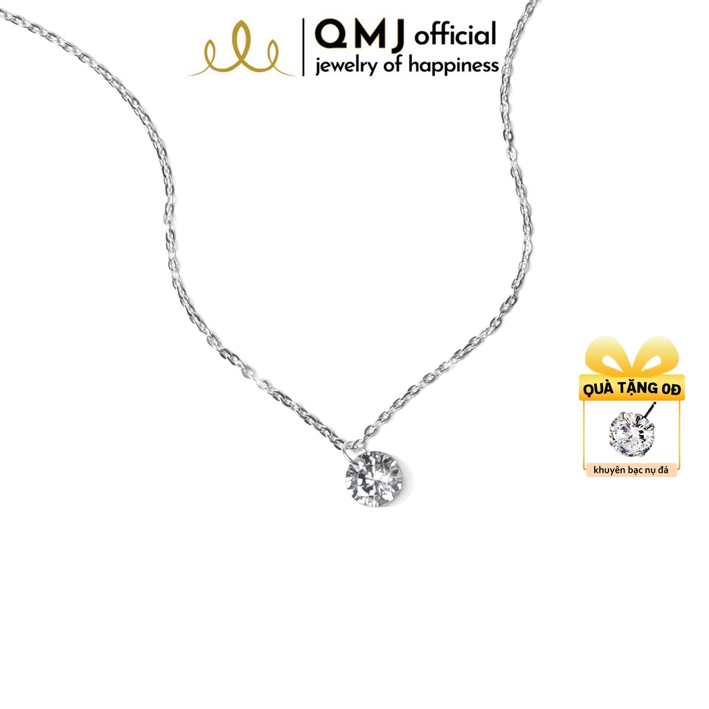 Dây chuyền bạc nữ đẹp đơn giản 925 1 viên đá CZ sáng lấp lánh QMJ - Q720
