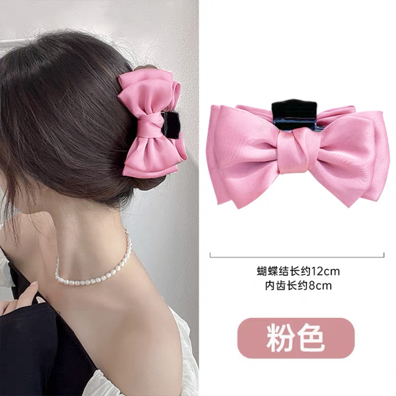 Kẹp Tóc Nơ Satin Cỡ Lớn Thời Trang Thanh Lịch Cho Nữ