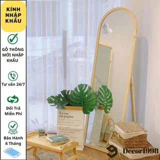 Gương soi toàn thân,gương shop dạng vòm nịnh dáng khung gỗ thông