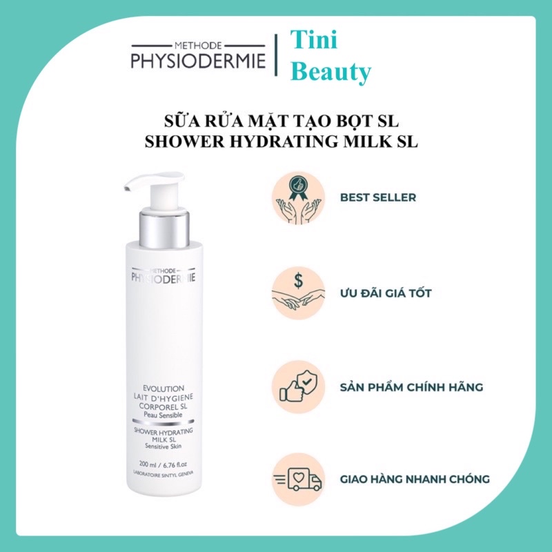 Sữa rửa mặt tạo bọt SL Shower Hydrating Milk SL Physiodermie
