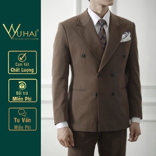 Bộ Vest nam cao cấp Hàn Quốc 6 cúc màu nâu tây-VuHai