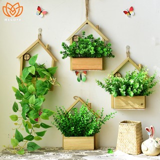 Giá gỗ cắm hoa, kệ trang trí MEGOVN, Giá gỗ hình ngôi nhà treo tường đẹp