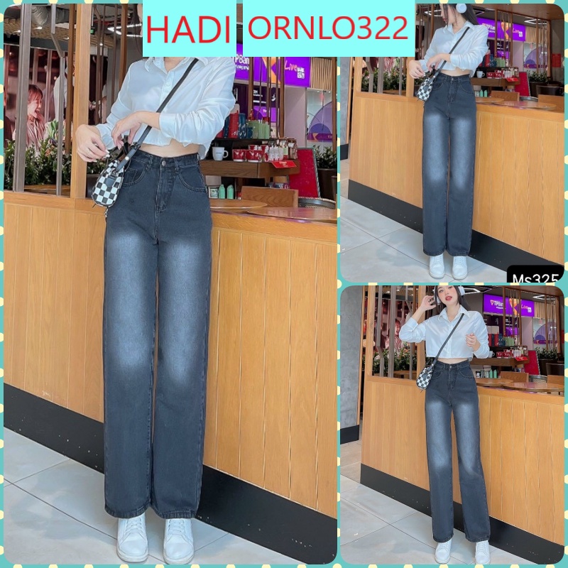 QUẦN JEANS ỐNG RỘNG NỮ LƯNG CAO MÀU XÁM ĐẬM LOANG TRẮNG ĐÙI DÀI LAI CUỐN TÔN DÁNG CÁ TÍNH HOT HIT HADI