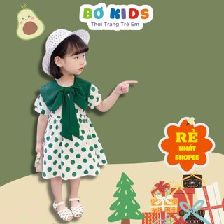Váy bé gái váy chấm bi cổ nơ xinh xắn vay025