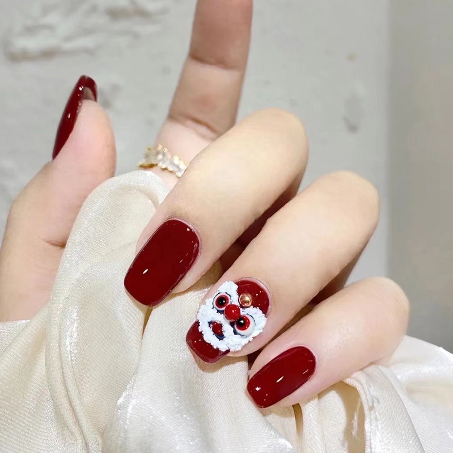 Miếng dán trang trí móng tay STZPRONAIL họa tiết sư tử năm mới dập nổi 5D phong cách Trung Hoa dễ thương