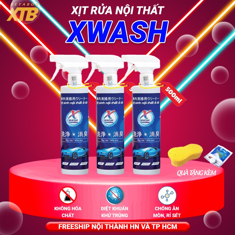 Xwash rửa nội thất ô tô dung tích 500ml nhập khẩu từ Nhật Bản, diệt khuẩn khử mùi khó chịu bên trong xe