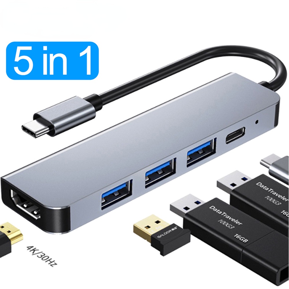 Hub Chia Cổng USB Type C HDMI USB 3.0 RJ45 PD Cho Macbook Pro Laptop