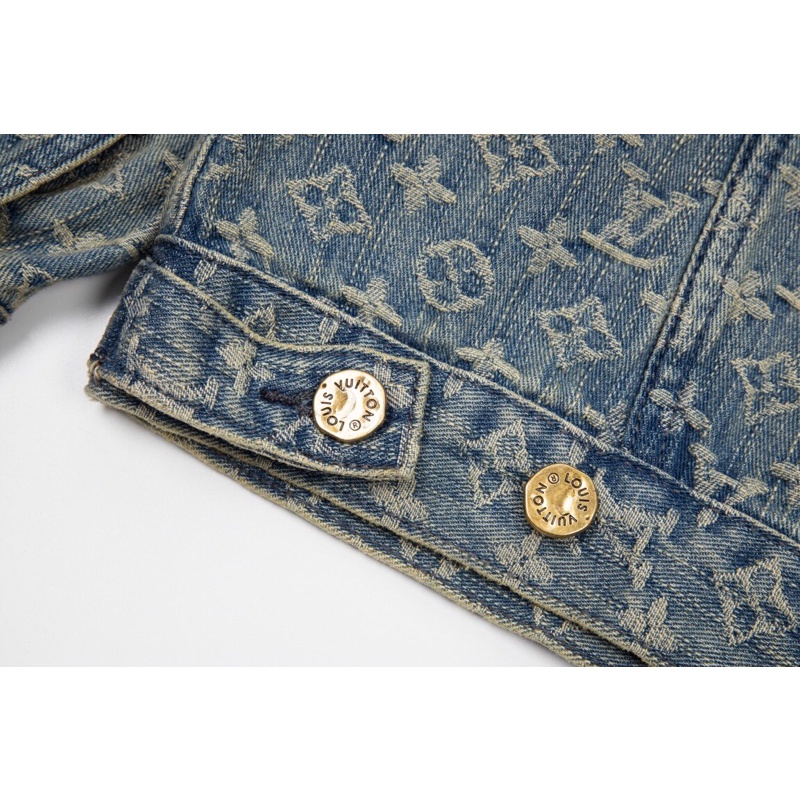 Áo khoác denim unisex hoạ tiết logo Louis Vuitton LV 2022 thời trang phong cách cao cấp