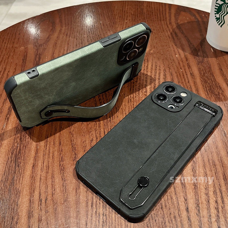 Ốp Điện Thoại Da Cừu Mềm Gắn Dây Đeo Cổ Tay Làm Vòng Đỡ Chống Rơi Cho IPhone 14 13 12 11 Pro X XS Max XR 7 8 Plus