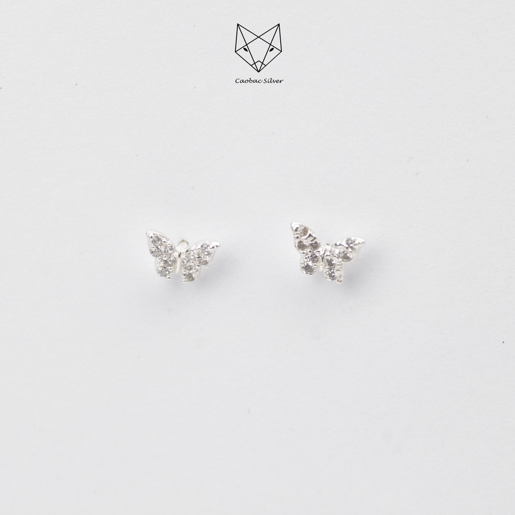 Khuyên Tai Bạc Ta CaoBac Jewellery Thiết Kế Hoạ Tiết Hình Buom Đính Đá Lấp Lánh, Tinh Tế Món Quà Cho Bạn Gái