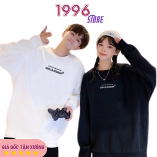 Áo hoodie bassic cổ tròn 2 màu đen trắng , from áo over size trẻ trung