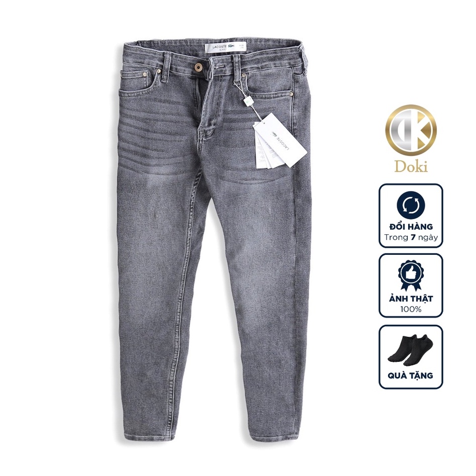 Quần Jean Nam Cao Cấp Cá Sấu Xanh Xám nhạt LA-07, Quần bò nam Slimfit cực đẹp, vải co giãn dầy dặn, mặc thoải mái - Doki