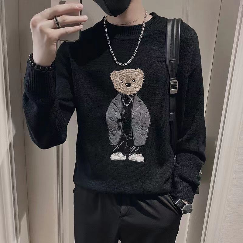 Áo Sweater Dệt Kim Cổ Tròn Thời Trang Thu Đông Cho Nam Giới