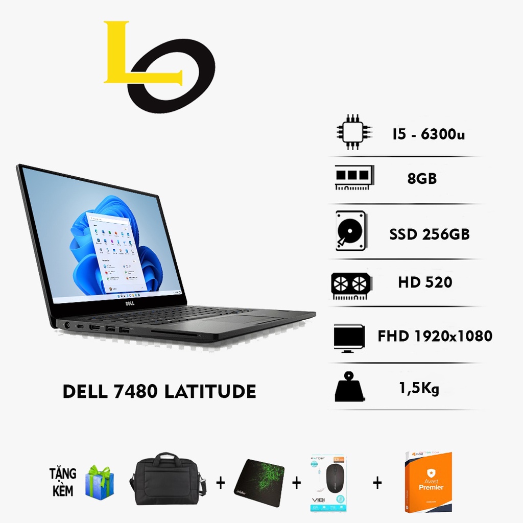 Laptop Dell Nhập Xịn 7480 Core i5 Đời Mới Ram 8Gb SSD 256Gb Màn Full HD