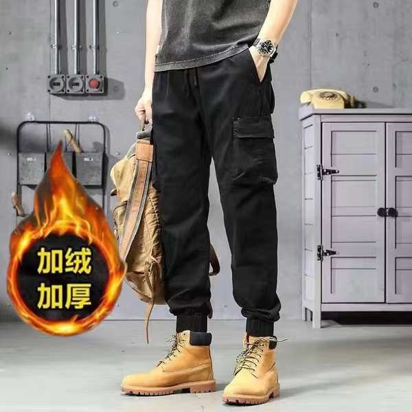 (Hàng Có Sẵn) Quần Yếm Dáng Rộng Lót Lông Cừu Dày Dặn Thời Trang Đường Phố Thu Đông Cho Nam Sinh Trung Học @ -