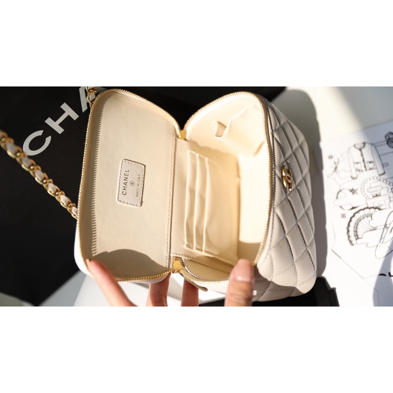 Túi quai xách Cha.nel Vanity cốp size 18cm da bê fullbox