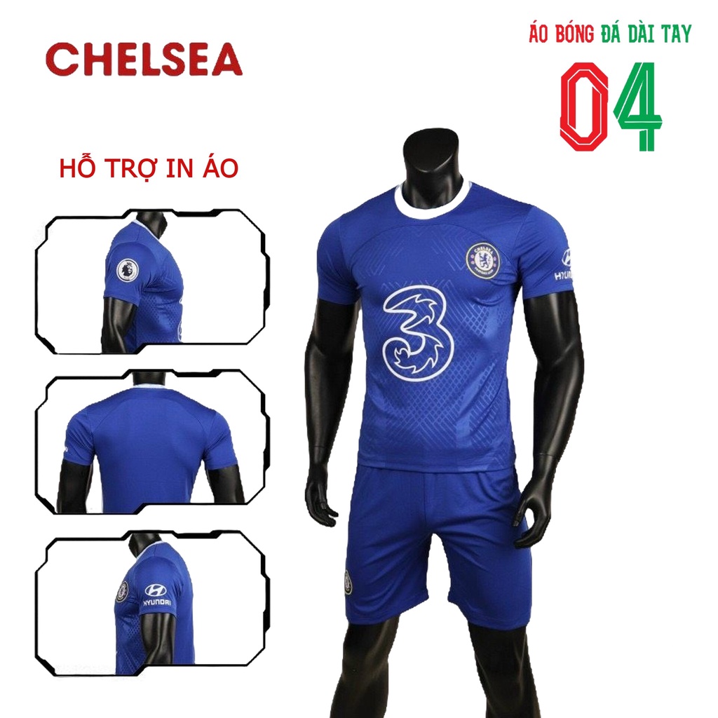 Bộ Quần Áo Bóng Đá Thun Thái CLB Chelsea Xanh Bích Cổ Tròn