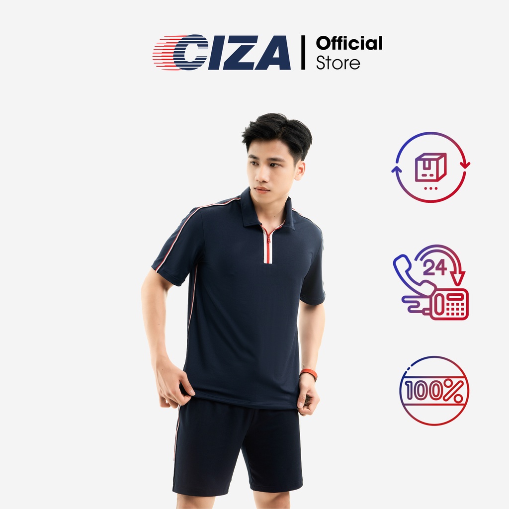 Áo thun polo ngắn cộc tay nam CIZA basic cổ bẻ thanh lịch cao cấp trẻ trung size S M L XL màu navy APNR60
