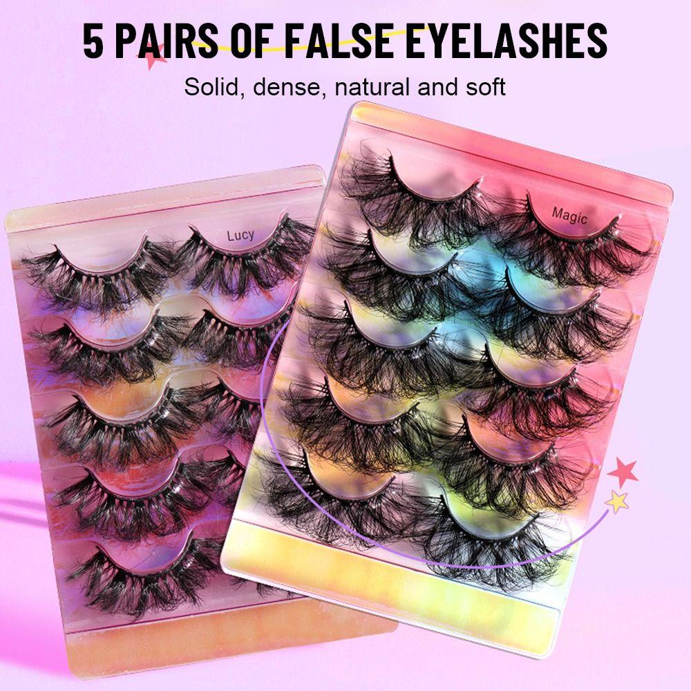 DIACHAVN Hộp 5 Cặp Lông Mi Giả 5 Cặp Cong Tự Nhiên Phong Cách Thời Trang Mới