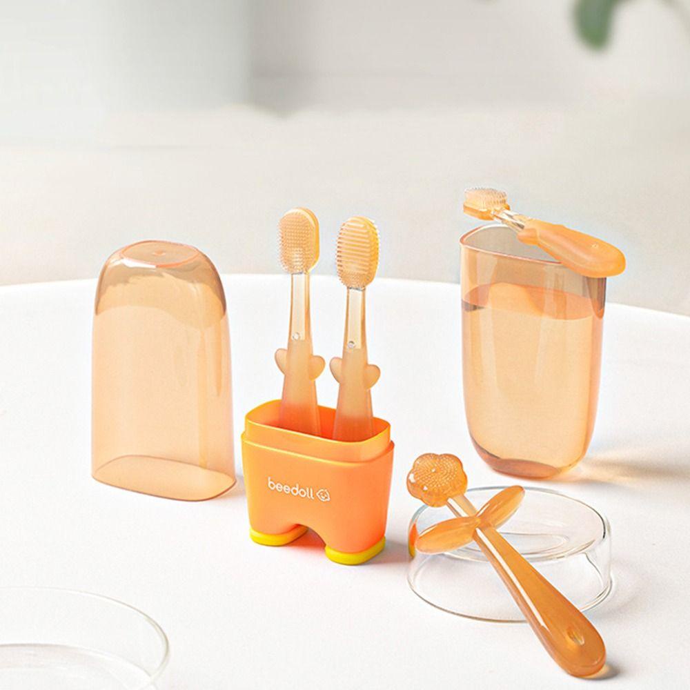 Bàn Chải Đánh Răng Cầm Tay Kèm Cốc Đánh Răng Làm Sạch Lưỡi ANEMONE Cho Bé Sơ Sinh