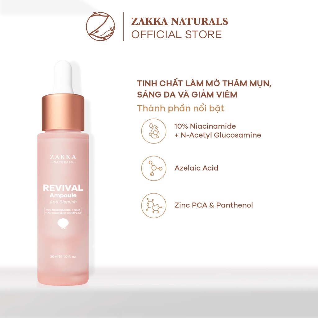 Tinh chất (Serum) B3 Zakka Naturals Revival Ampoule Anti Blemish 10% Niacinamide + NAG 30ml