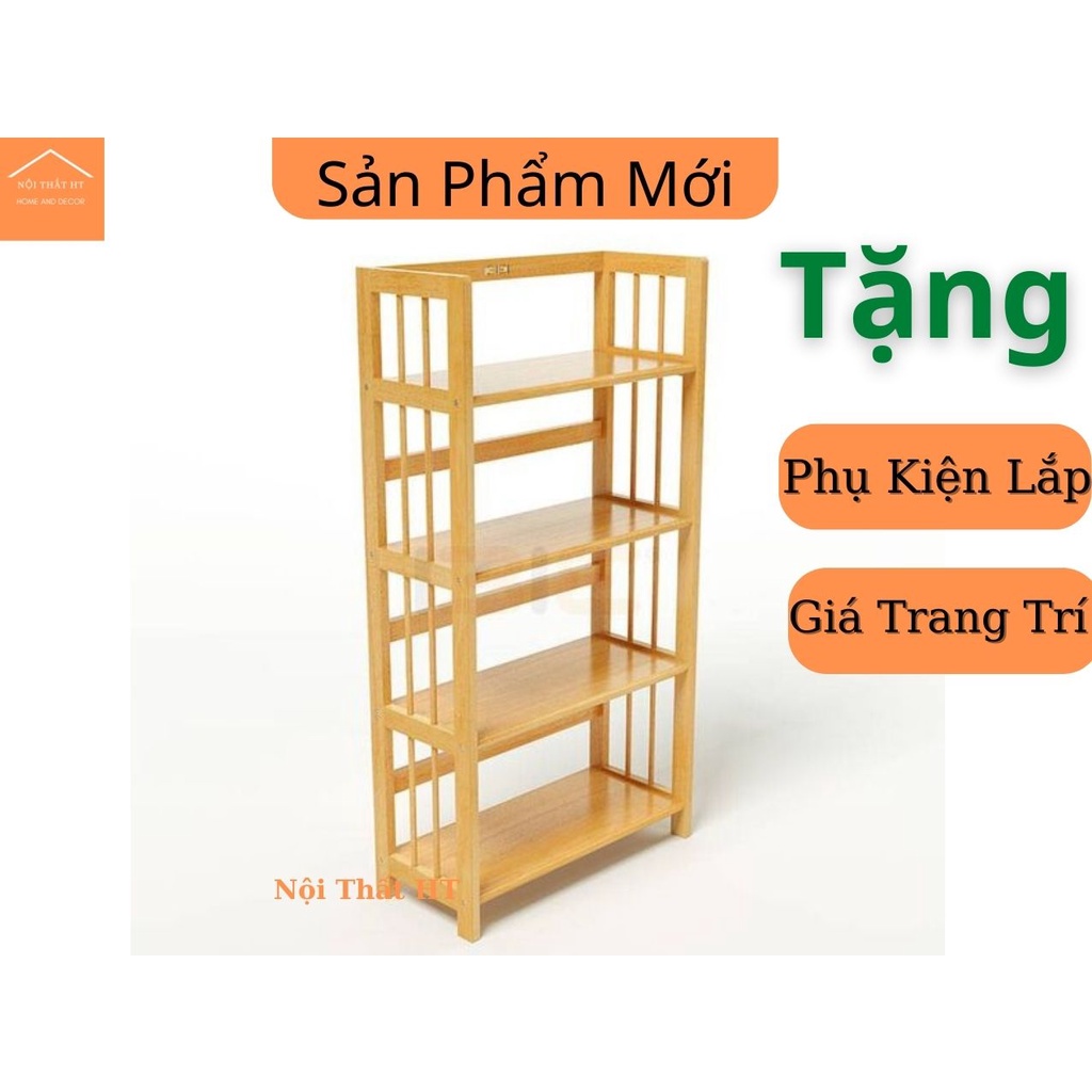 Kệ Sách Gỗ 4 Tầng Ngang 38cm, 50cm, 64cm, 80cm, 90cm, 100cm - Nội Thất HT