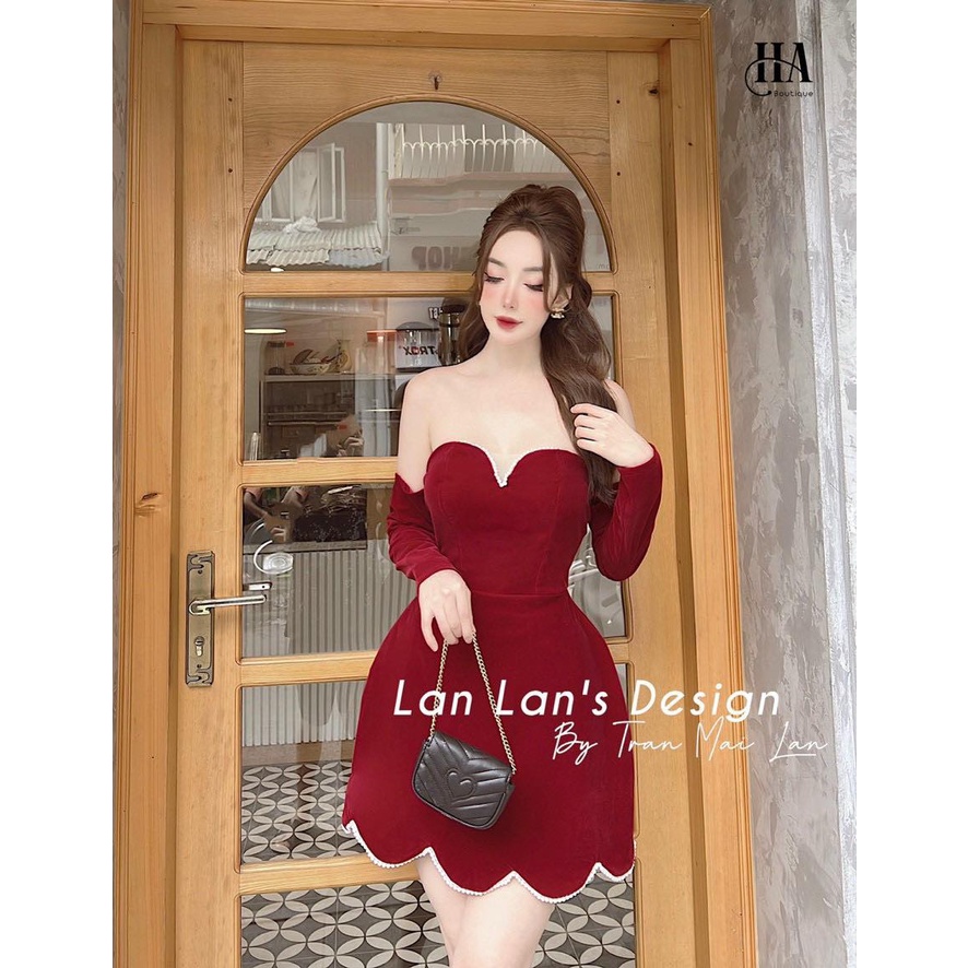VÁY NHUNG TRỄ VAI VIỀN NGỌC(D72)
