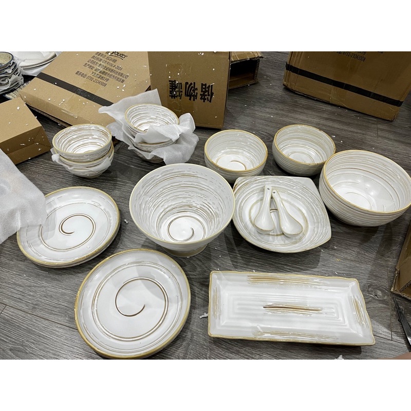 Bộ bát đĩa gốm cao cấp phong cách retro Bắc Âu