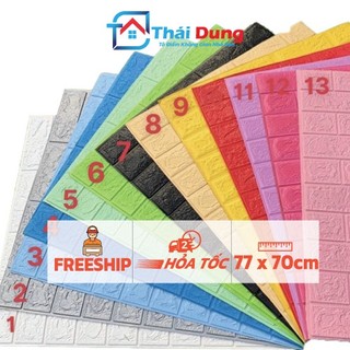 Xốp dán tường giả gạch 3d - khổ 70x77 dày 3mm- 4mm cao cấp cách âm cách nhiệt