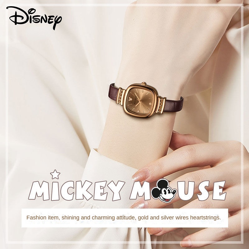 Đồng Hồ Đeo Tay Mặt Vuông In Hình Chuột Mickey Kết Cấu Mặt Trời Disney Dễ Thương Thanh Lịch Làm Quà Tặng Cho Bạn