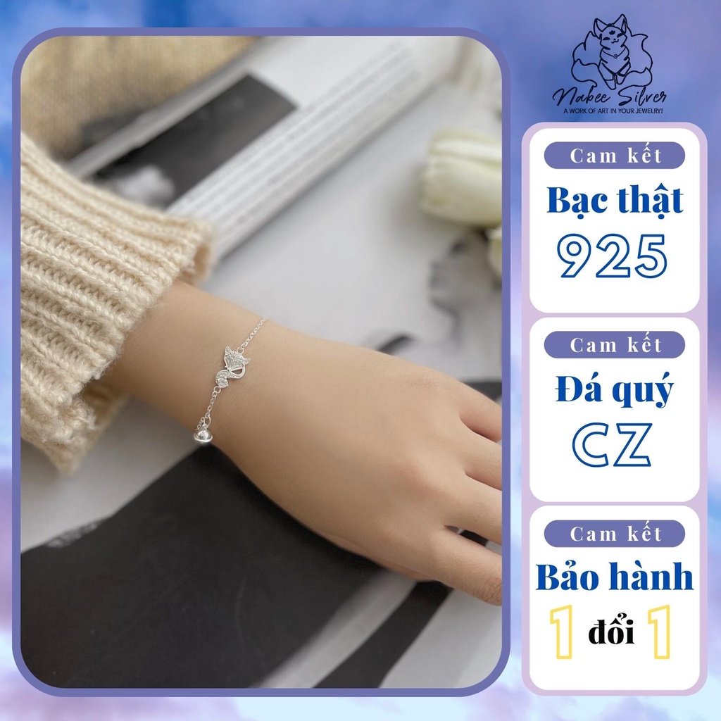 Lắc tay hồ ly giúp thu hút tình duyên cho nàng và tài lộc, vòng tay bạc nữ tùy chỉnh kích thước Nabee