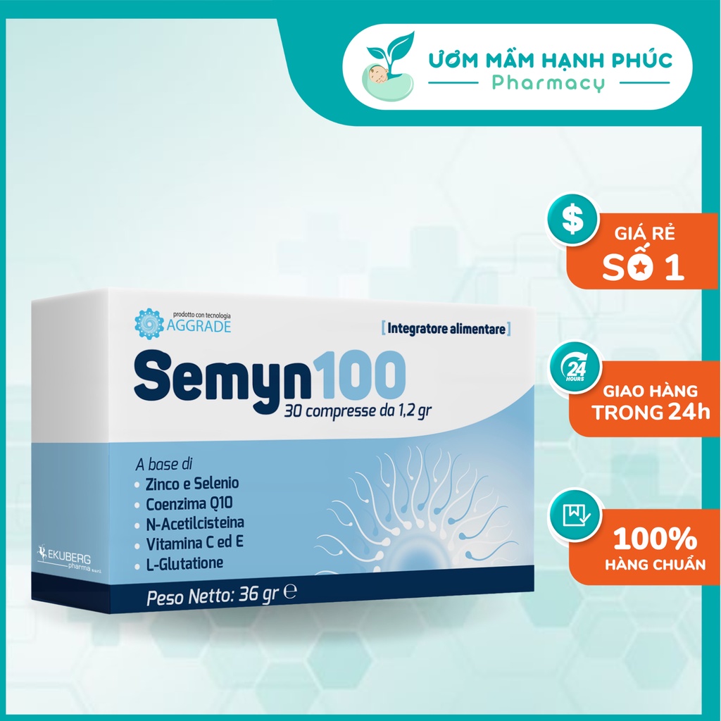 SEMYN 100- Hỗ trợ cải thiện cả về số lượng và chất lượng tinh trùng, cải thiện sức khỏe sinh sản, tăng cường sinh lý nam