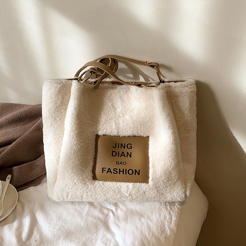 Túi Xách JASMIN NOIR Đeo Chéo Cỡ Lớn Phối Lông Thời Trang Cho Nữ